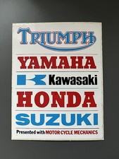 MOTOR CYCLE MECHANICS Magazine Sticker. Triumph Kawasaki Yamaha Honda Suzuki