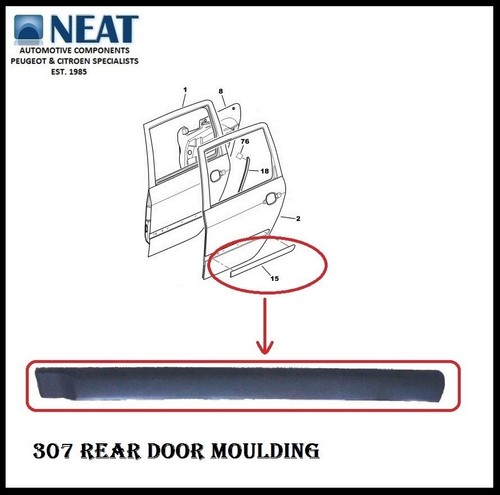 Rear left hand door - rear, moulding