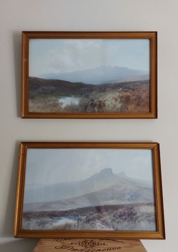 Pair edwardian gouache - of,
