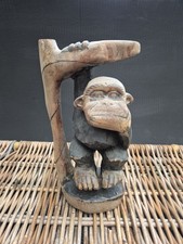 Mexican Hand Carved Wooden Monkey Mask Vintage Folk Art Crafts