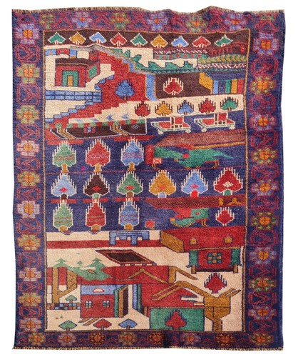 Rare hand knotted wool area - hand,