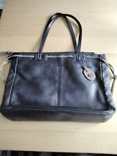 Large black leather Radley Bag or briefcase, original tag, some wear 34cms long