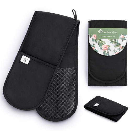 Black double oven gloves - double,