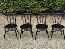ERCOL CANDLESTICK DINING CHAIRS IN PITCH BLACK FARROW AND BALL 
