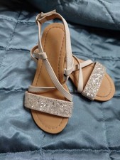 Next Girls Sandals Size 10 Ivory Glitter