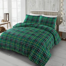 Winter Tartan Check Flannel Duvet Cover Set Soft Warm Brushed Cotton Bedding