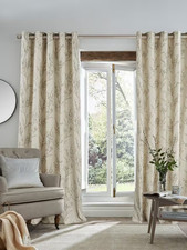 Laura Ashley Pussy Willow Lined Eyelet Curtains Offwhite/Dove Grey W162DROP137CM