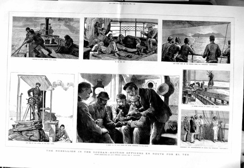Old antique print 1884 - print, soudan