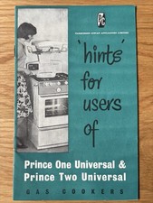 Vintage 1960's PARKINSON COWAN GAS COOKER Users Instruction 1960's PRINCE OVEN