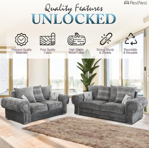 Corner sofa grey woven fabric - sofa,