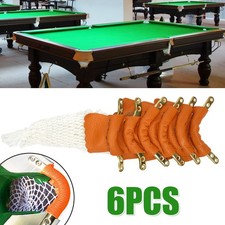 6X Leather Billiard Pool Snooker Table Net Pockets Set Replacement Ball Bag UK
