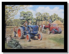 Fordson E27N Major tractor Austin K4 lorry framed print Mitchell free p&p UK