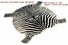 4.9x4.8' Zebra Print Animal Rug Hide Carpet Non Slip Backing Playroom Floor Mat