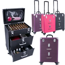 Makeup Trolley Case Large Beauty Vanity Hairdressing Case on Wheels with Drawer
