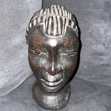 HAND CARVED WOODEN FEMALE HEAD