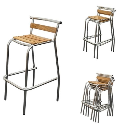 Ash aluminium stacking stool - aluminium,