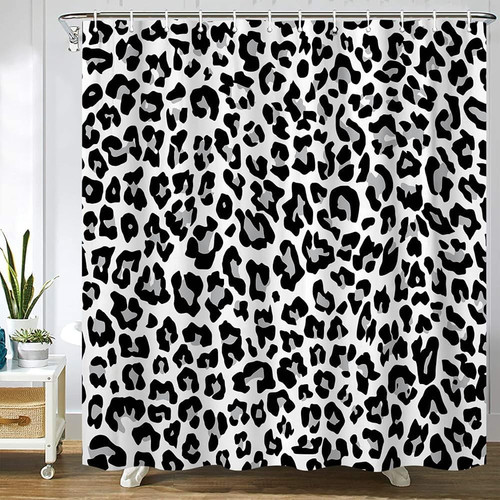 Grey leopard print shower - leopard,