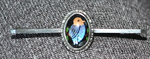 Vintage silver oval butterfly - silver,