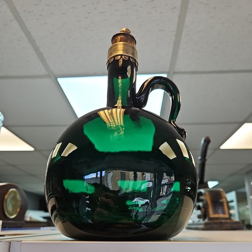 Antique green glass round - green,