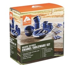 24 Piece Dinnerware Enamel Set