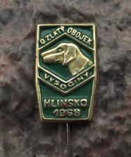 1962 Czech Regional Dog Show Hlinsko Hound Hunter Golden Collar Pin Badge