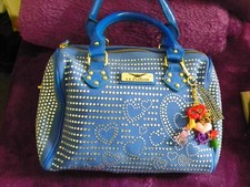  Ladies 'Blingie' blue bag by LS Fashion,with attached charms and shoulder strap