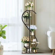 S-shaped Metal Plant Stand Corner Plant Shelf Ladder Table Plant Pot Stand Patio