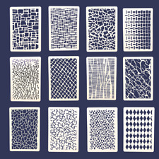12-Piece Texture Art Stencil Set, Reusable 15x10cm Background Effects