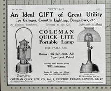 Coleman Quick Portable Lamp & Hurricane Lantern - London SE27 - 1919 Cutting 558