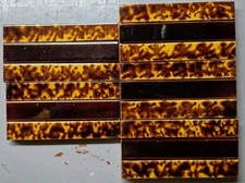 5 x reclaimed victorian fireplace border tiles brown leopard print, 3"x6"