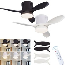 3 Speed Large LED Ceiling Fan with Lighting φ 21.2in LED Fan Light Remote Memory