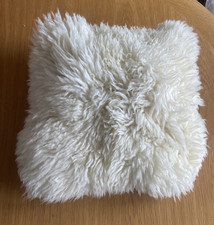 Ashwood 100% Sheepskin Mongolian Style Cushion  White  45cm x 45cm