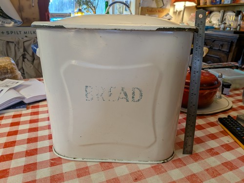 Enamel bread bin white - enamel, and