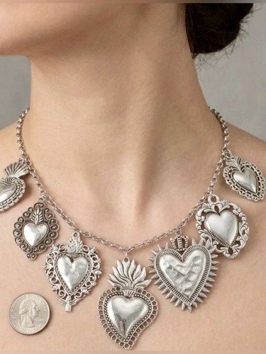 Heart chain necklace vintage - heart,