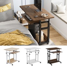 Height Adjustable Mobile Table Workstation Laptop Overbed with Keyboard Shelf UK