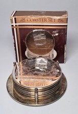 Vintage Set Of Six Silver Plated Coasters Complete With Stand Severn Piece Boxed