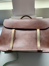 brown leather vintage cow hide music bag size 16 x 11.5 ins