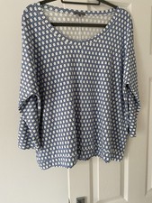 Jaeger Geometric Blue Top Size 16-18