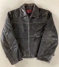 Zara Leather Highwayman Jacket Biker Jacket Brown Cowhide Size XL