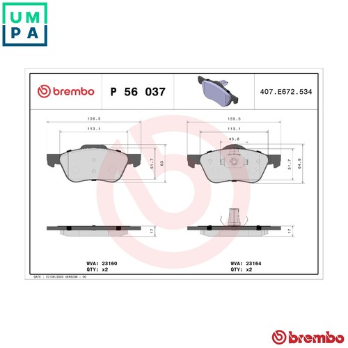 Brake pad set - p, 56