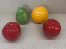 VTG 4 Pc Ceramic Realistic Faux Fruit 2 Apples 1 Orange & 1 Pear for Centerpiece
