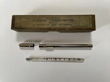 Vintage Medical Thermometer In Metal Case And Original Box