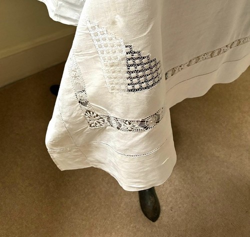 Vintage white cotton lace - white,