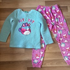 Girls Primark Blue/Pink Squishmallows Fleece Pyjamas 11–12 Years, 152Cm