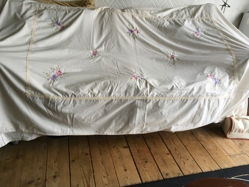 Cream embroidered single - cream,, embroidered,