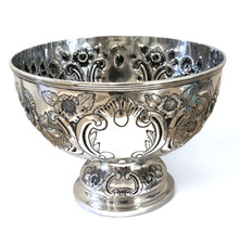 Antique Hallmarked Silver Small 21 x 15 cm Punch Bowl 663g 1909 London NB331