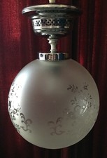 Huge Antique Light Fitting - Ornate Balloon Shade - Flush/Hanging Pendant Lamp