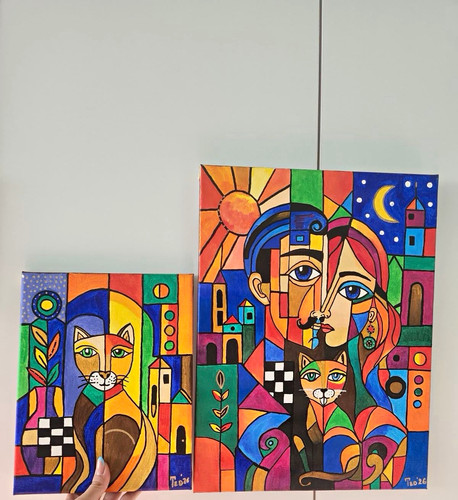 Ted signed abstract cubism - signed,