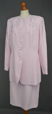 Ladies Condici Set Pink Embroidered & Beaded Skirt & Jacket Occasion Suit UK 14