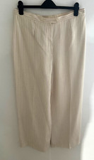 Lauren Ralph Lauren Ladies Size UK 16 Stripe Cream 100% Silk Lined Trousers
